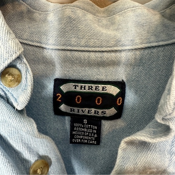 Three rivers 2000 embroidered border collie button down denim shirt - Picture 4 of 5